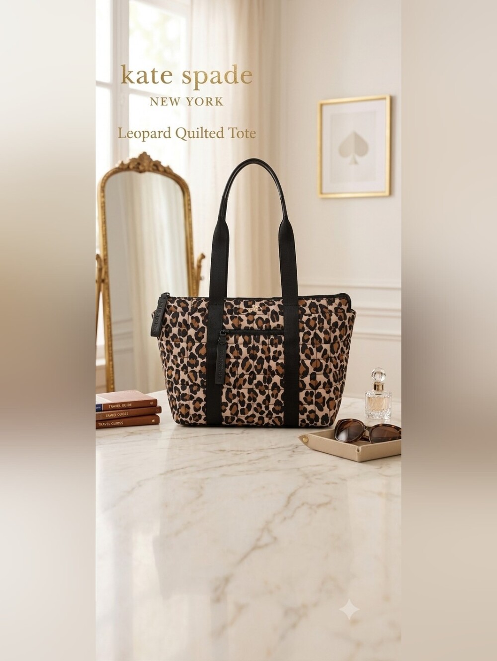 Nwot Kate Spade Leopard Quilted Tote in Brown/Black
